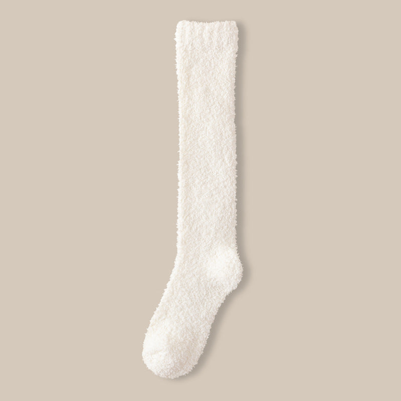 Coral velvet socks women's winter fleece-lined thick warm calf socks couples sleep socks plush confinement socks