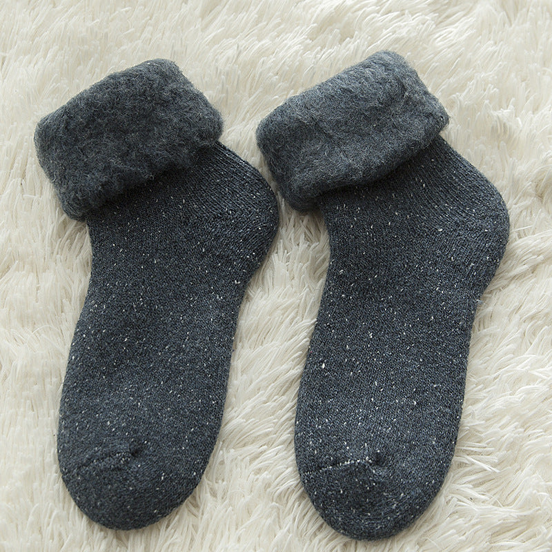 Brushed Wool Socks, Winter Women's Mid-Calf Socks, Thickeneded Fleece-Lined Snow Socks, Large Size Sleep Socks, Ski Socks, Floor Socks