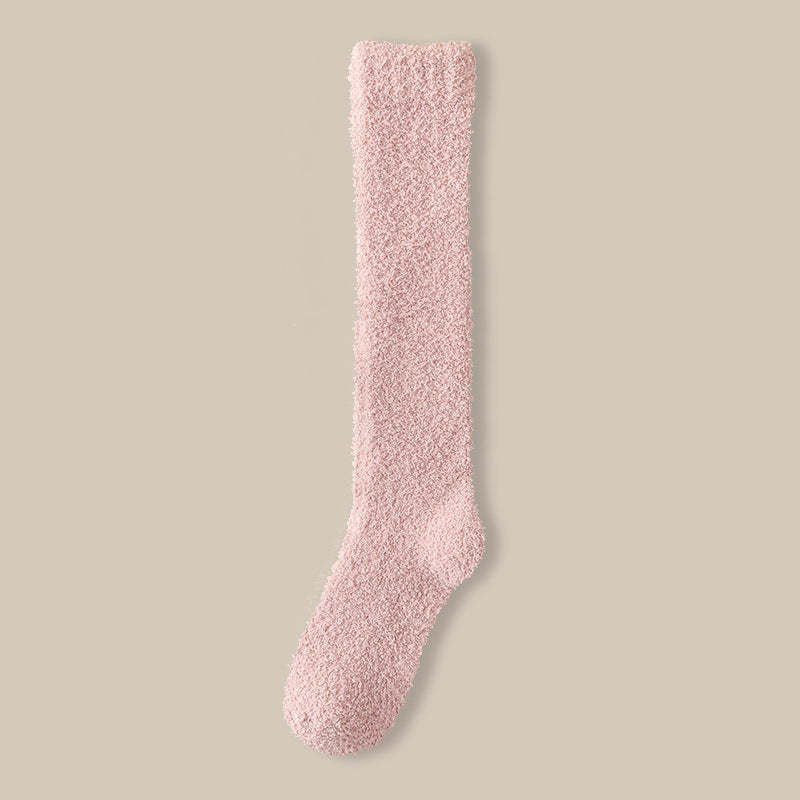 Coral velvet socks women's winter fleece-lined thick warm calf socks couples sleep socks plush confinement socks