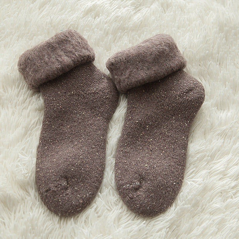 Brushed Wool Socks, Winter Women's Mid-Calf Socks, Thickeneded Fleece-Lined Snow Socks, Large Size Sleep Socks, Ski Socks, Floor Socks
