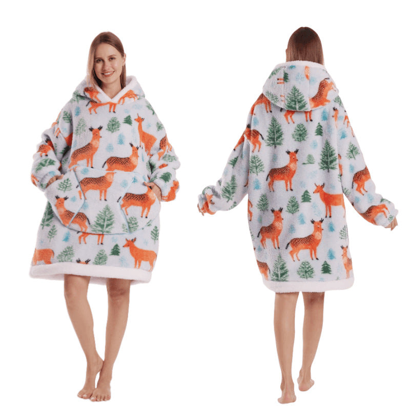Temutk New Fruit-Themed Adult Sleepwear Autumn and Winter Thermal Wear Unisex Hooded Loungewear Couple Pajamas