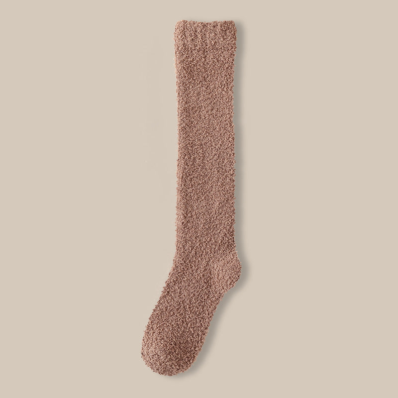 Coral velvet socks women's winter fleece-lined thick warm calf socks couples sleep socks plush confinement socks