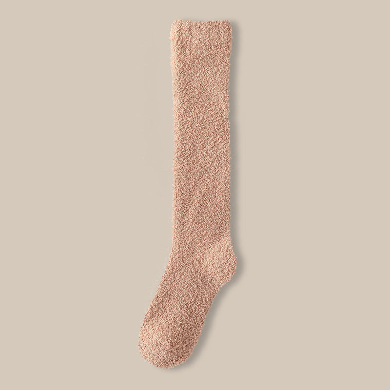 Coral velvet socks women's winter fleece-lined thick warm calf socks couples sleep socks plush confinement socks