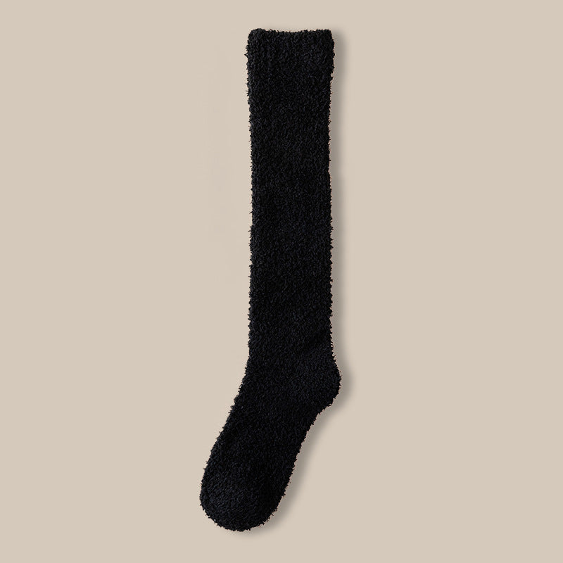 Coral velvet socks women's winter fleece-lined thick warm calf socks couples sleep socks plush confinement socks