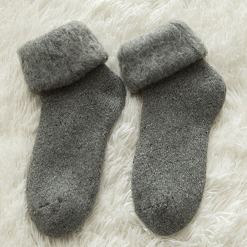 Brushed Wool Socks, Winter Women's Mid-Calf Socks, Thickeneded Fleece-Lined Snow Socks, Large Size Sleep Socks, Ski Socks, Floor Socks