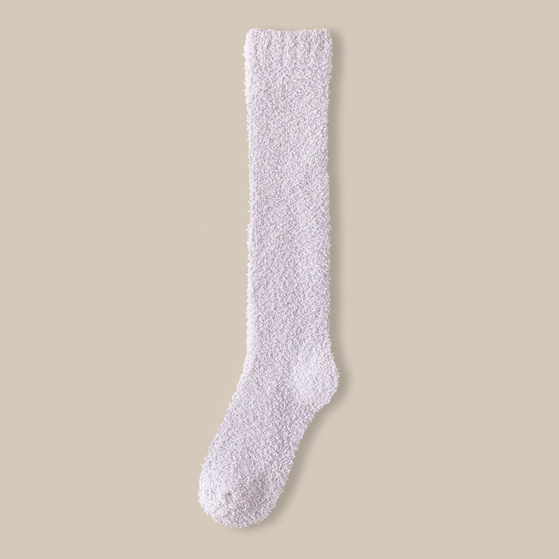 Coral velvet socks women's winter fleece-lined thick warm calf socks couples sleep socks plush confinement socks