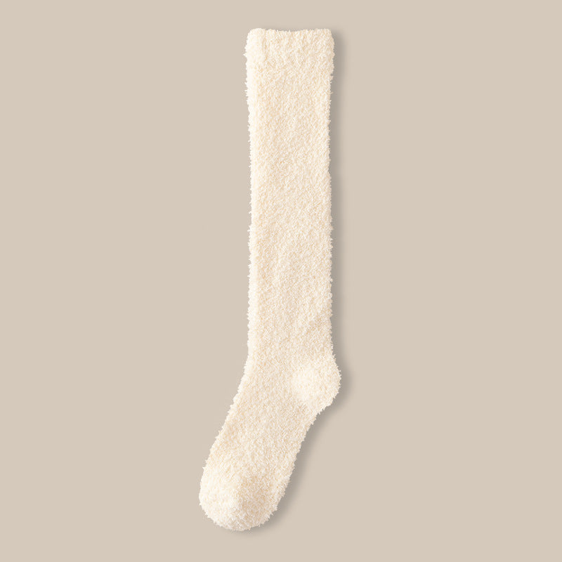 Coral velvet socks women's winter fleece-lined thick warm calf socks couples sleep socks plush confinement socks