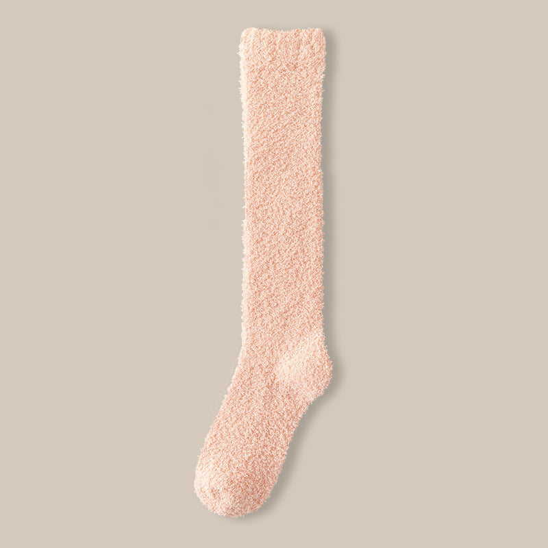 Coral velvet socks women's winter fleece-lined thick warm calf socks couples sleep socks plush confinement socks
