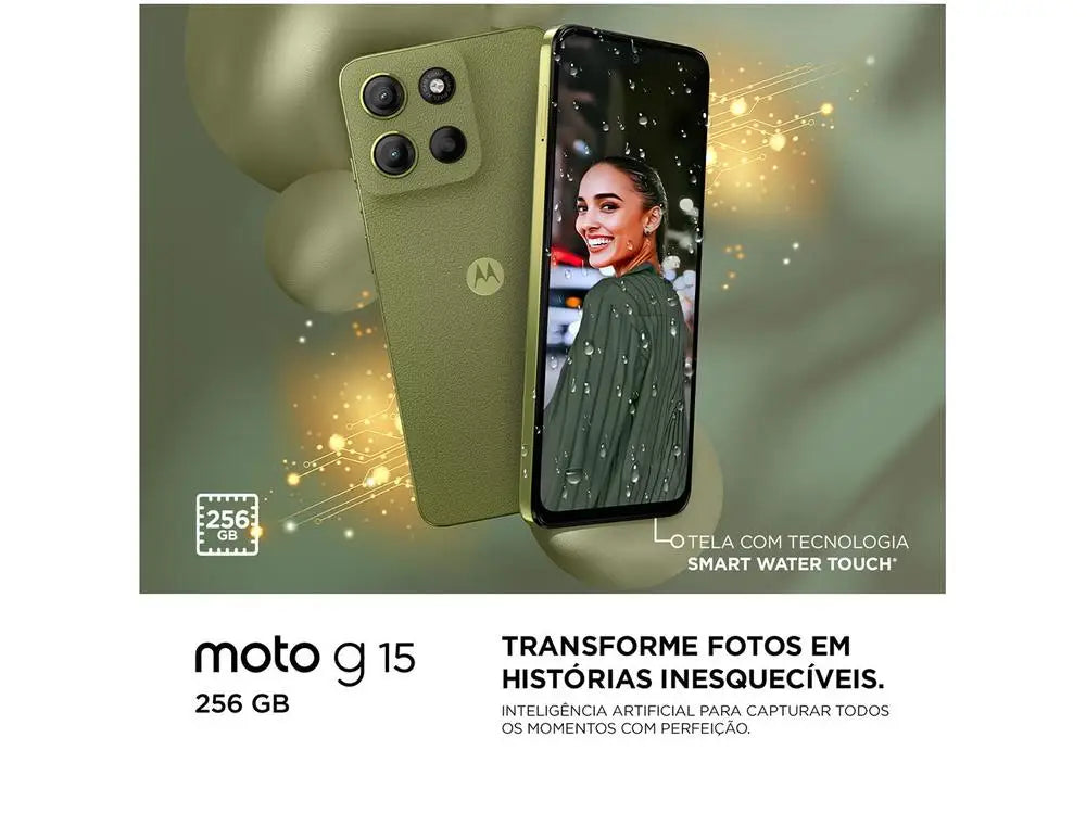 Smartphone Motorola Moto G15 256GB Green 4G 12GB 6,7 "Camera. Double Selfie 8MP