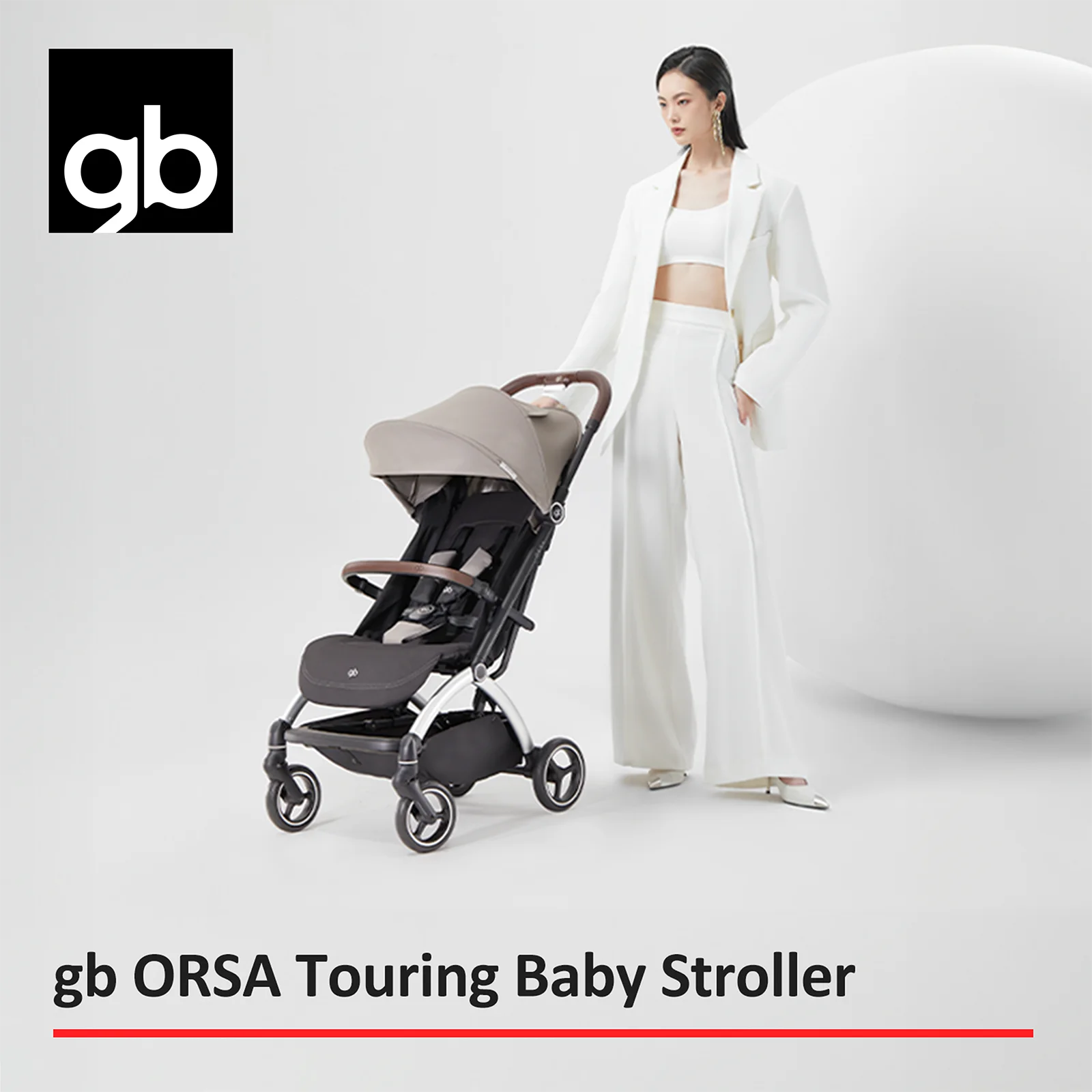 gb ORSA Stroller, Lightweight, One-Hand Folding, Reclining Seating, All-Terrain Shock Absorbers, Linked Braking System