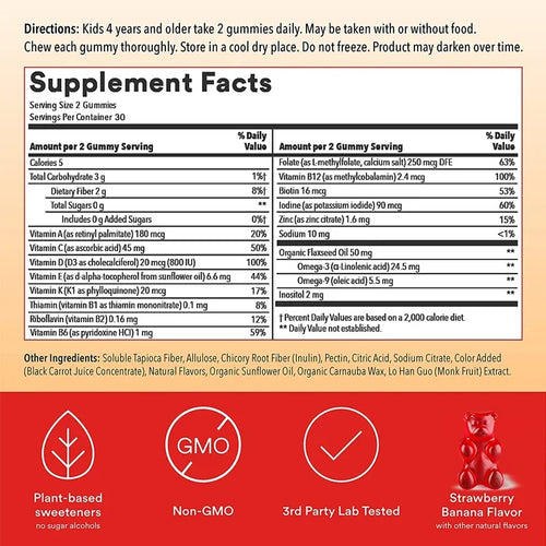 Kids Multivitamins Gummies - Enhance Immunity, Increase Energy, Promote Brain Development, For Bone Health, Eye Health