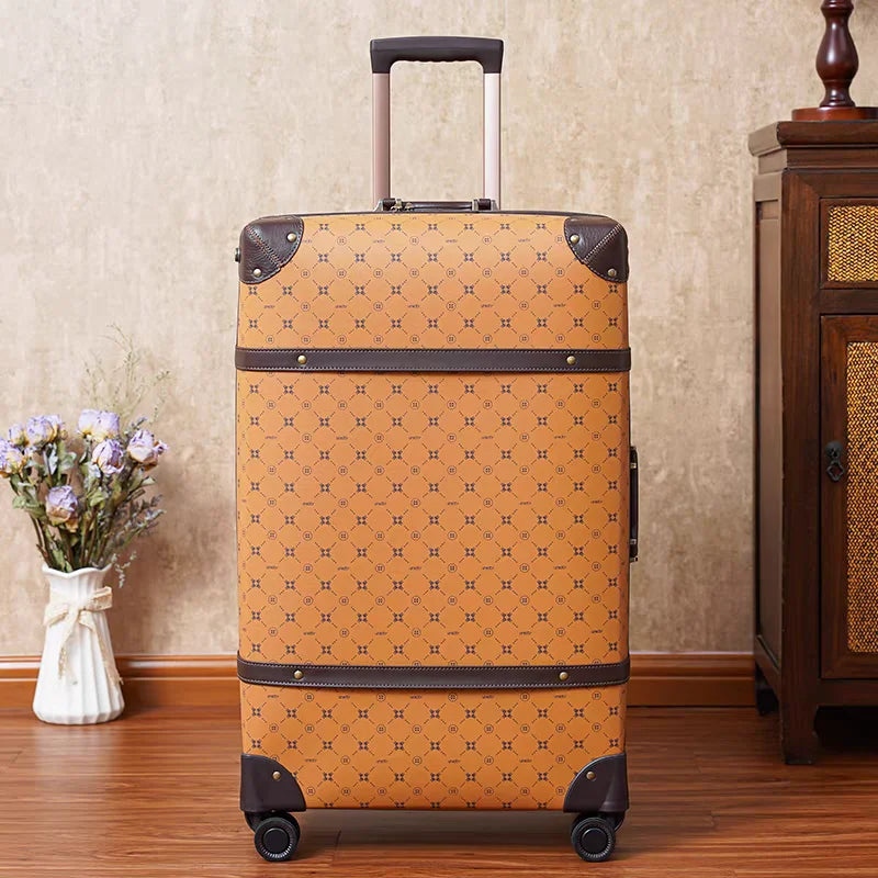 2025 New Vintage Luggage Set 20 inch Boarding Box 28 Inch Large Capacity Suitcase 14'' Cosmetic Case PP+PU Rolling Luggage
