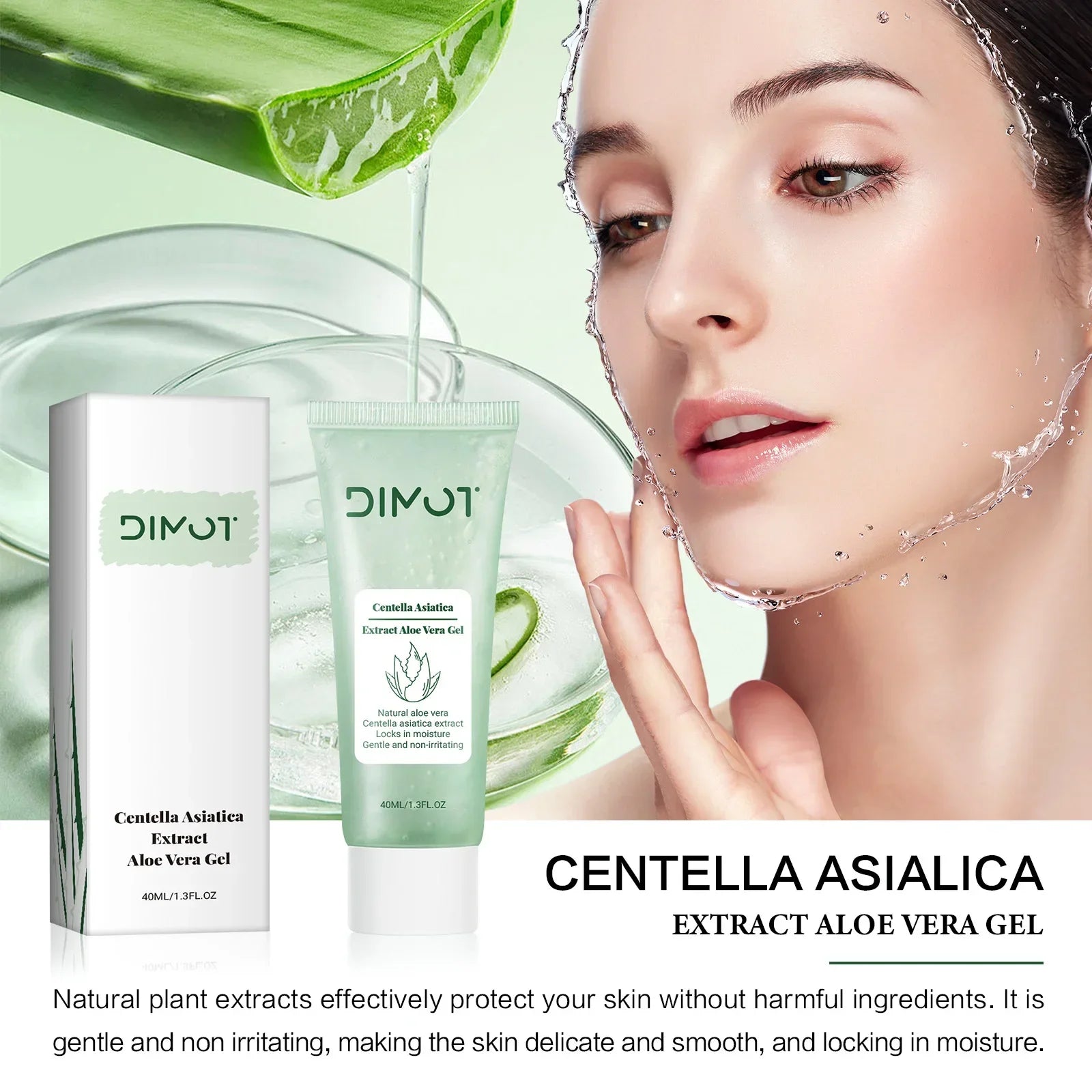 Centella Asiatica & Aloe Vera Gel 40ml Extract Aloe Vera Gel – Hydrate, Soothe