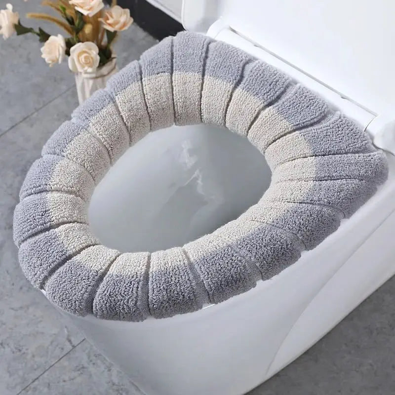 1pcs Thicker Bathroom Toilet Seat Cover Pads Soft Comfortable Toilet Seat Cushion Cover Stretchable Toilet Seat Warmer Easy Inst