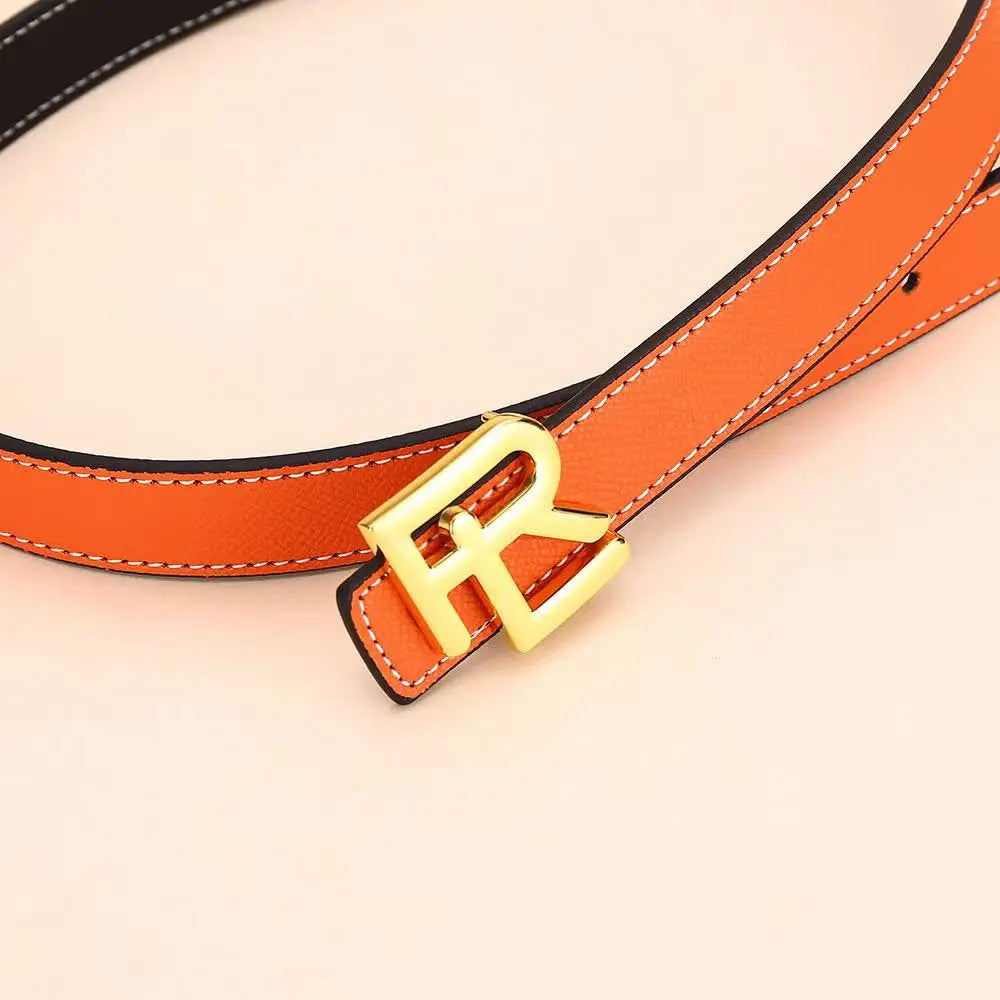 Women's fashion double-sided belt high-quality gold buckle is best suited to women's denim belt dresses