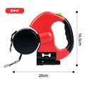 Double-Ended Pet Leash With LED Flashlight One-Hand Operation For Outdoor Walking Automatic Small Medium Dog walkies Lead