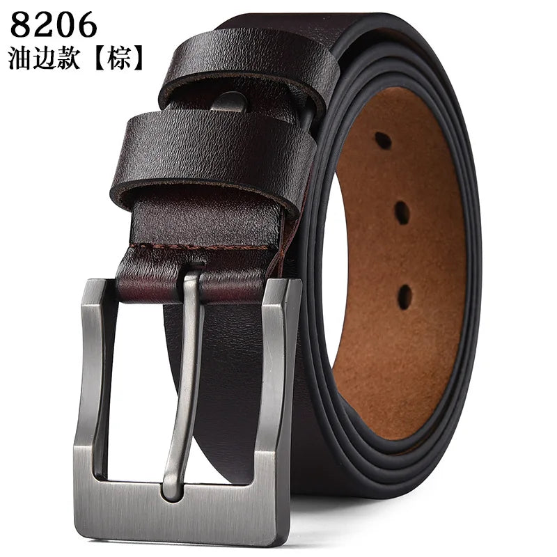 Men's Soft Cowhide Belt Metal Pin Buckle Male Leather Waistband 105-140 150 160 170cm Plus Size Real Leather Jeans Waist Straps