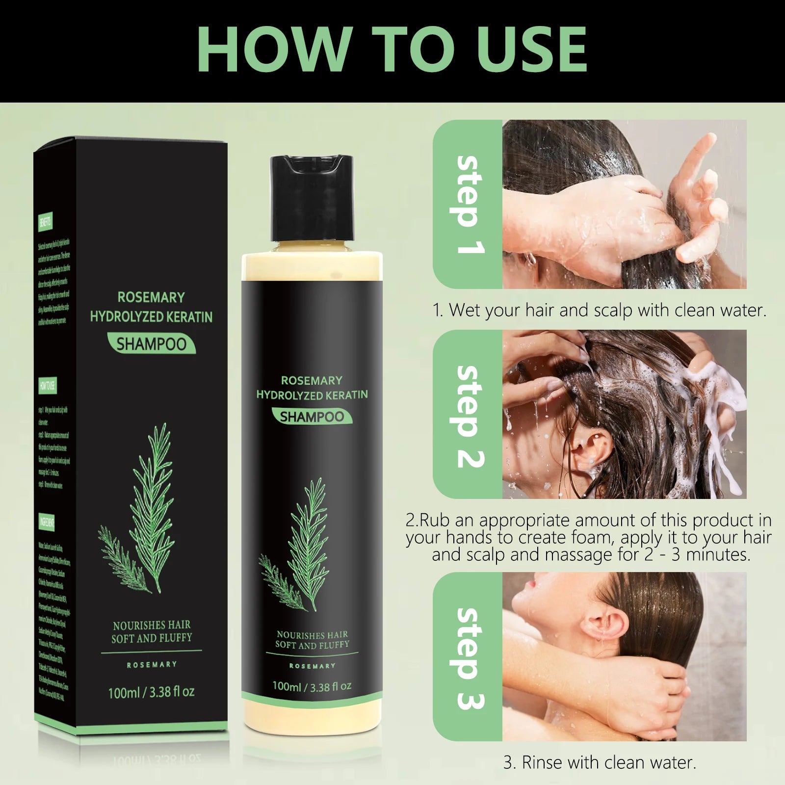 Rosemary Hair Growth & Anti-Baldness Shampoo - Deeply Nourishes, Repairs Split Ends, Soothes Scalp & Fights Dandruff.