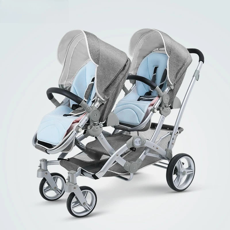 High View Twin Baby Stroller Two-way Sitting and Lying Lightweight Foldable Newborn Double Stroller Newborn Stroller