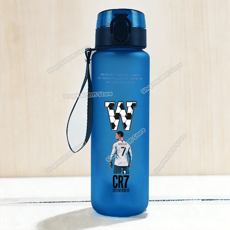 650ml CR7 Ronaldo Water Bottle Soccer Star Letter A-Z Children Outdoor Drink Bottle School Kids Straw Cup Boy Girl Sport Jugs