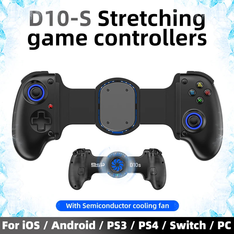 D10/D10S Stretching Cooling Gamepad Bluetooth-compatible 5.2 Joystick For SWITCH/Android/lOS/PC/PS3/PS4 Streaming Controller