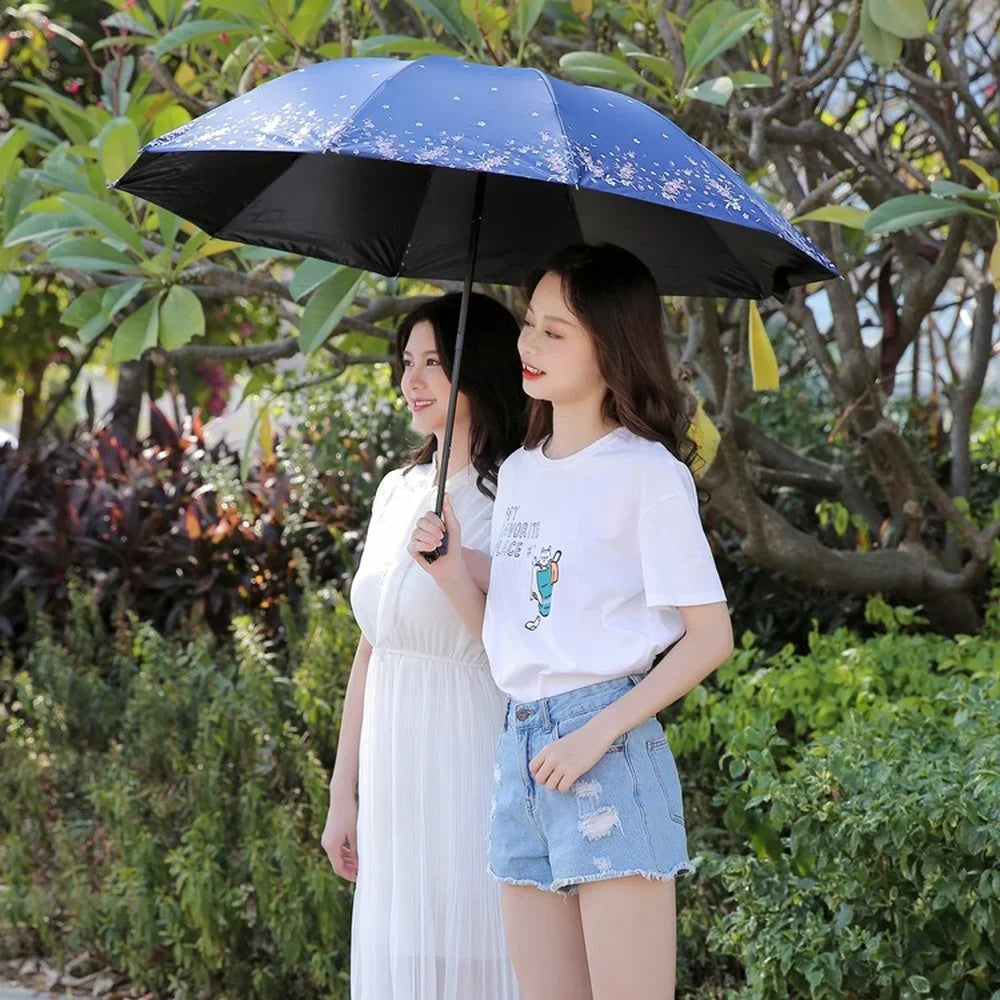 Double Large Umbrella Flower Pattern Rain Umbrellas Anti UV Sun Protection Rain Umbrella Women Folding Portable Travel Parasol