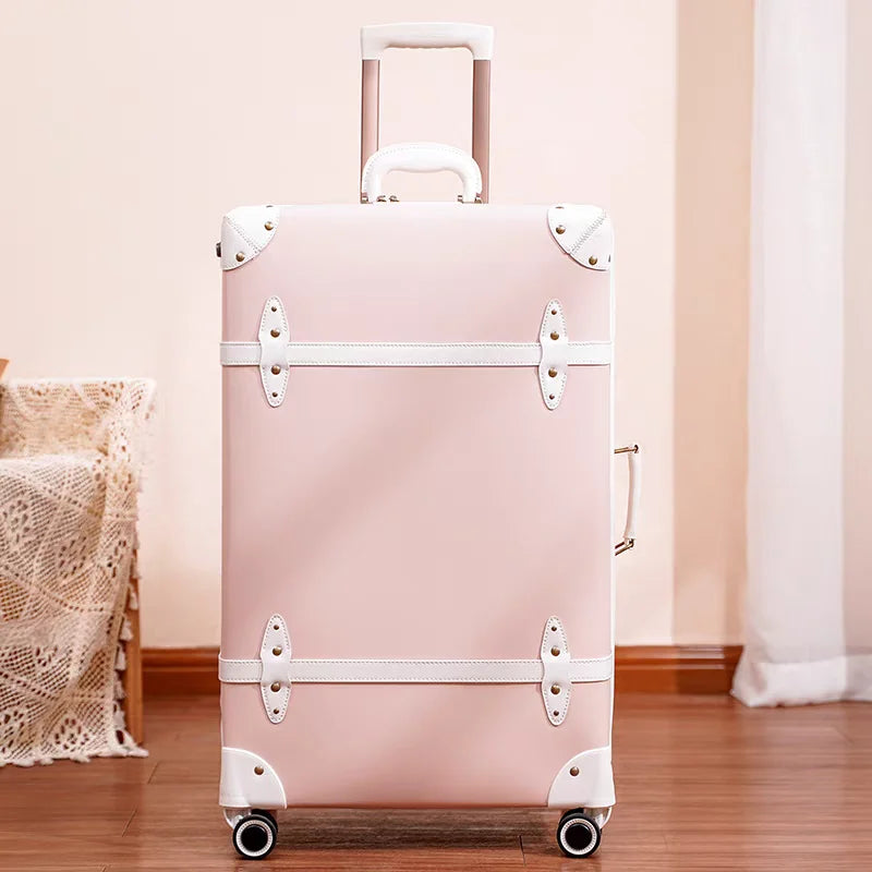 2025 New Vintage Luggage Set 20 inch Boarding Box 28 Inch Large Capacity Suitcase 14'' Cosmetic Case PP+PU Rolling Luggage