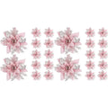 【EFFICIENT 】40PCS 14.5Cm Glitter Artificial Christmas Flowers Merry Christmas Tree Decoration Happy New Year Ornaments Xmas,A