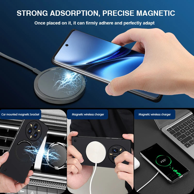 Candy Armor Hard Phone Case for OPPO Realme 14 Pro+ Pro Plus 5G Magnetic Wireless Charging Shock Proof Thin Frameless Back Cover