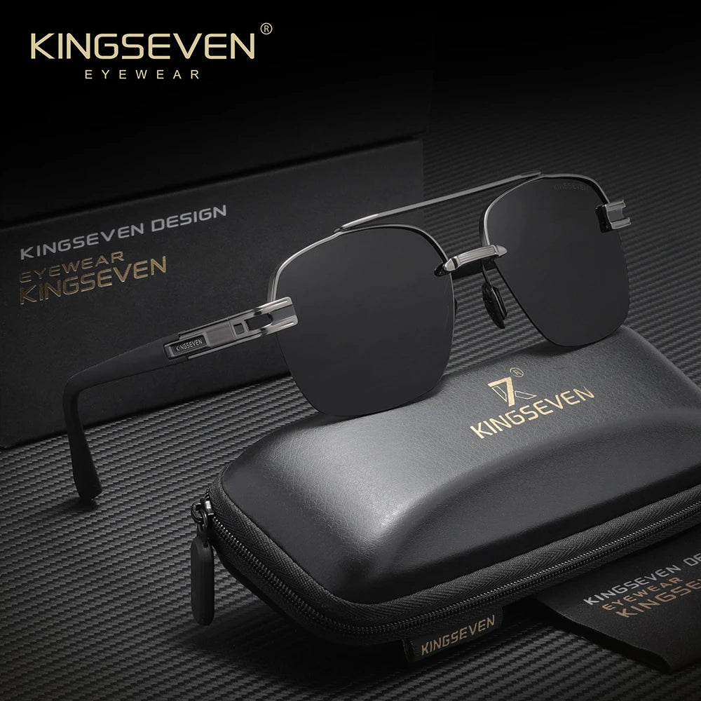 KINGSEVEN Popular Male Sunglasses Square Half Frame Men Women Summer Driving High Quality Polarized UV400 Anti-glare Eyewear