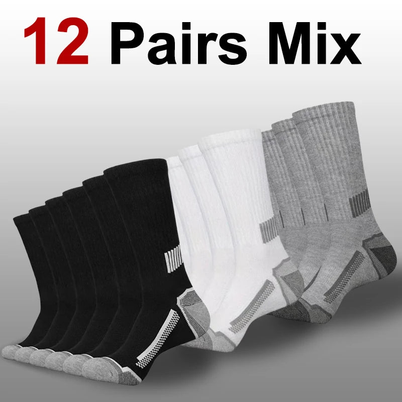 6/12 Pairs Men Mid Tube Casual Basketball Socks Soft Comfortable Breathable Odor Proof Sweat Absorbing All Season Sports Socks