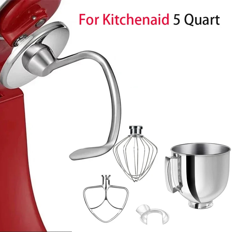 For Kitchenaid5 6 7 Quart Mixer Aid Attachment Parts AccessoriesStand Mixer Wire Whip& Dough Hook&Mixer Aid Paddle