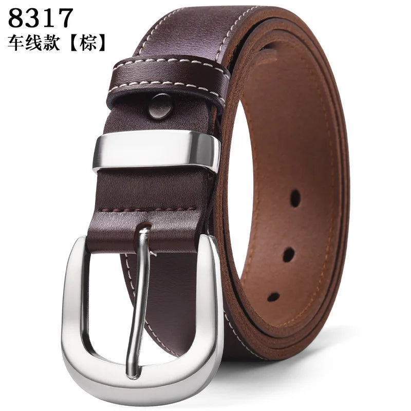 Men's Cowhide Pin Buckle Waistband Plus Size 105-140 150 160 170cm Genuine Leather Retro Belt Handmade Casual Trend Waist Strap