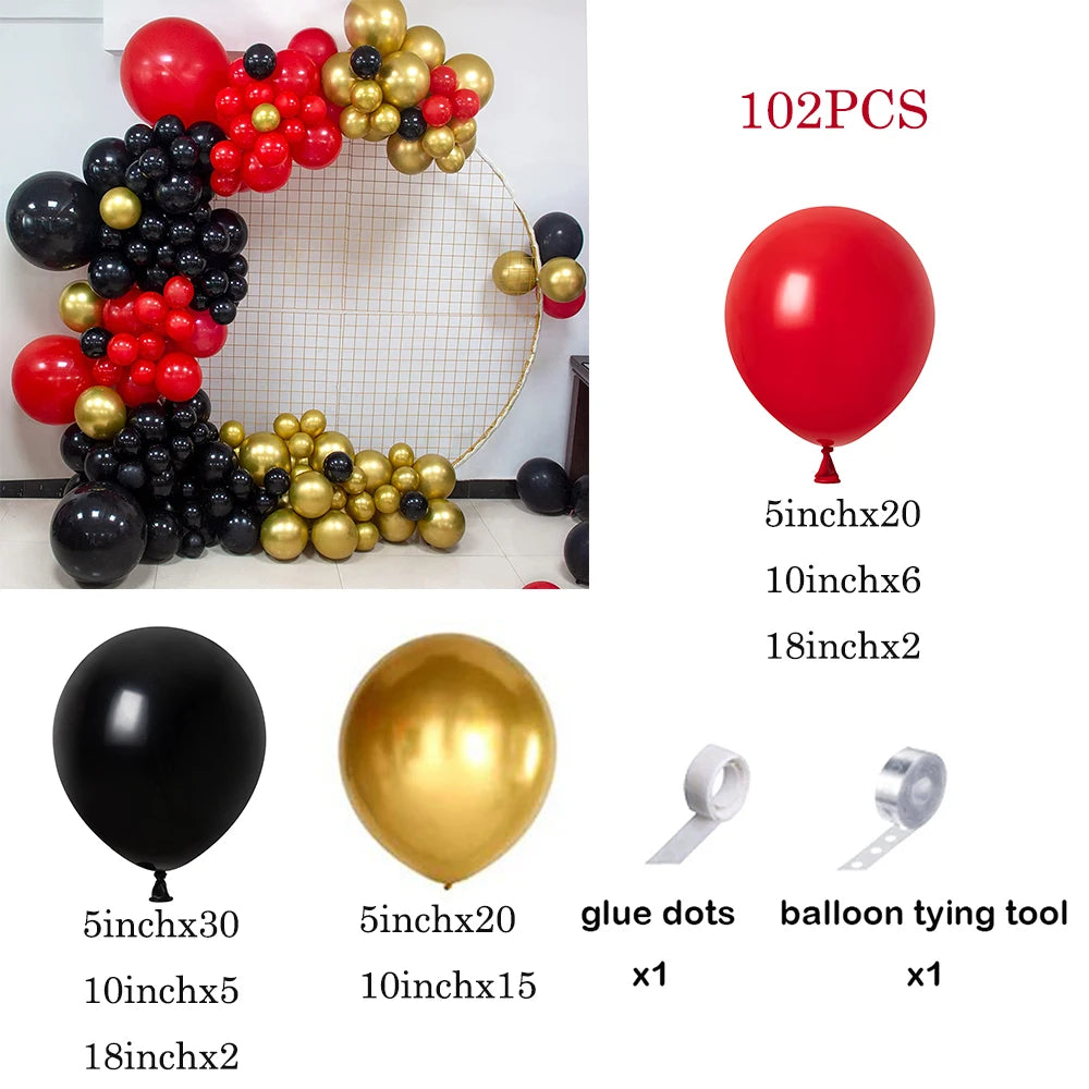 1 Set Red Black Balloons Garland Arch Kit Baby Shower Birthday Decorations Red White Black Silver Balloon Graduation Party Decor