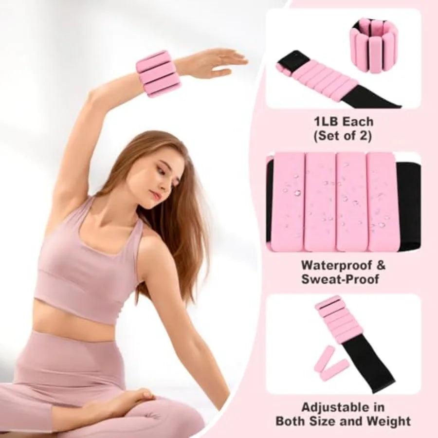 Home Pilates Kit 14 PCS Pilates Ring and Ball Set with Adjustable Ankle Wrist Weights and Resistance Bands for Women Workout Se