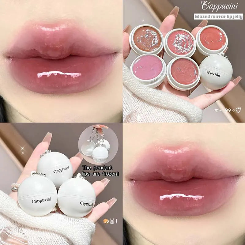 Crystal Mirror-like Lip Glaze Jelly Hydrating and Moisturizing Lipstick Balm Grape Rose Watery Lip Gloss Makeup Plump Lip Beauty