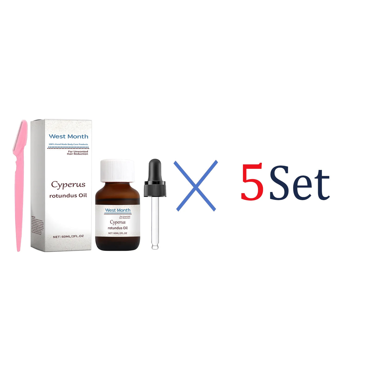 Pure Cyperus Rotundus Oil for Hair Removal Reducing Armpit Legs Arms Body Hair Inhibitor Smooth Body Skin Hair Removal Oil 60ml