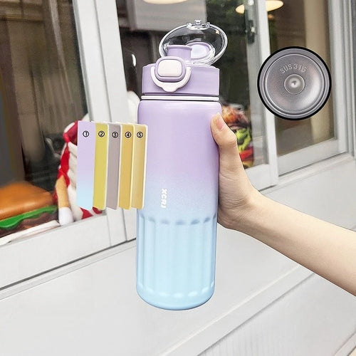 800ml Thermos Water Bottle Straw Cup Stainless Steel Car Thermal Sports Water Cup Large Capacity Cold and Hot Thermal Travel Mug