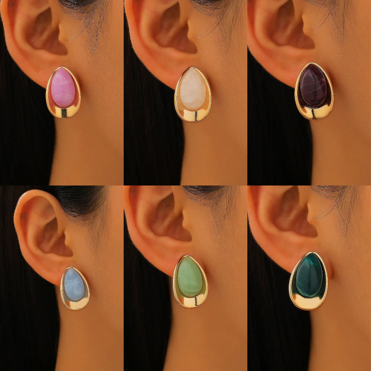 Hollow Geometric Fashion Statement Jewelry Women Summer Colorful Boho Chic Design Trendy Stud Earrings