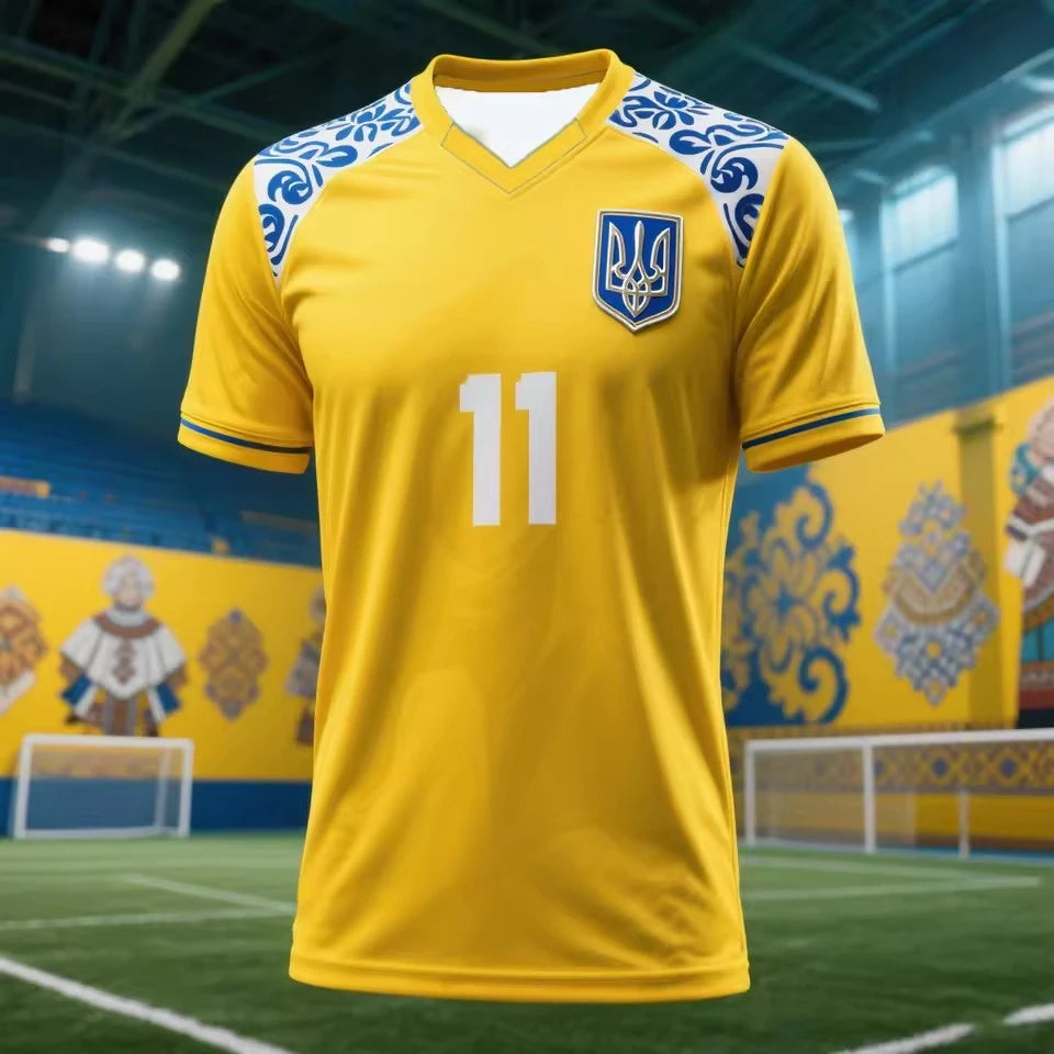 Ukraine Football Jersey T Shirts Adult & Kids New Fashion Trend Digital Printed Soccer Uniforms Summer Men Ukrainian Sports Tees