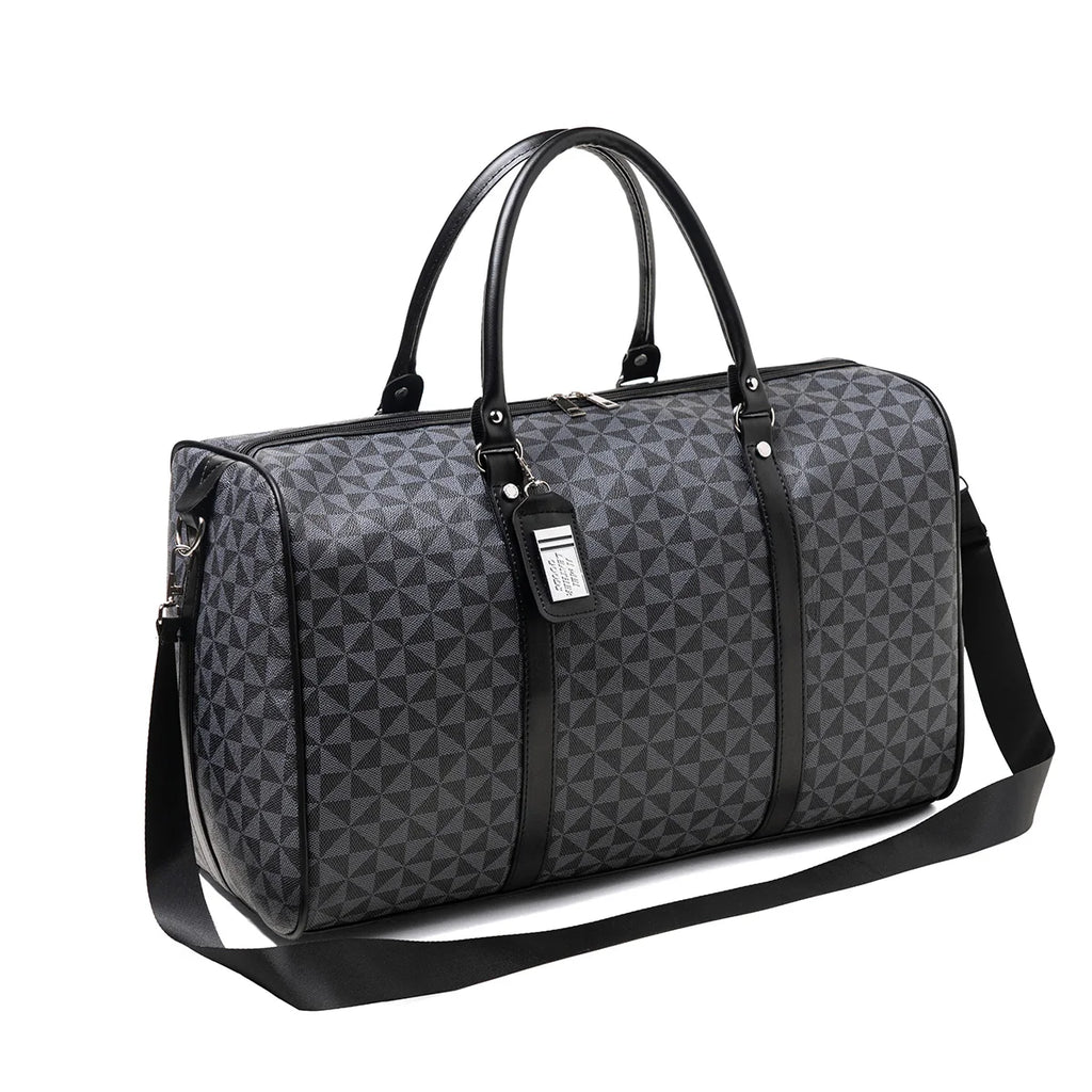 Black Large-Capacity Men's Zipper Travel Bag, with Dual Handles and Wide Shoulder Strap for Cross-Body Wear, Suitable for Travel, Business Trips, Gym Use, Suitable for All Seasons, Practical and Versatile, Can Be Carried on t
