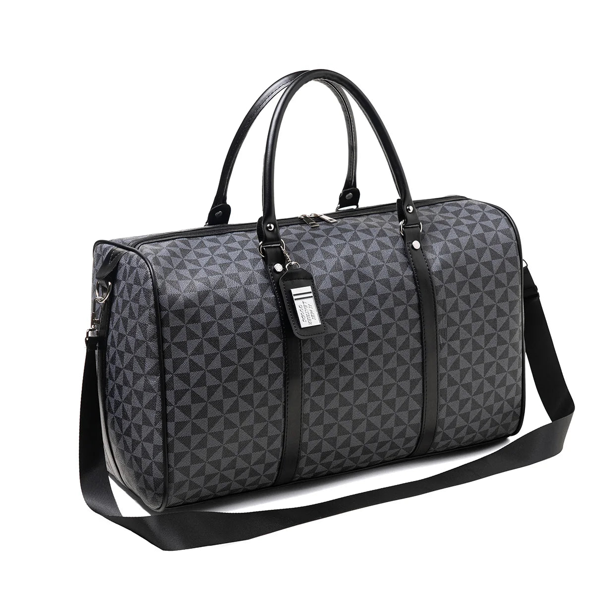 Black Large-Capacity Men's Zipper Travel Bag, with Dual Handles and Wide Shoulder Strap for Cross-Body Wear, Suitable for Travel, Business Trips, Gym Use, Suitable for All Seasons, Practical and Versatile, Can Be Carried on t
