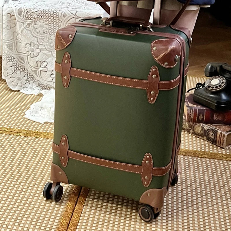 2025 New Vintage Luggage Set 20 inch Boarding Box 28 Inch Large Capacity Suitcase 14'' Cosmetic Case PP+PU Rolling Luggage