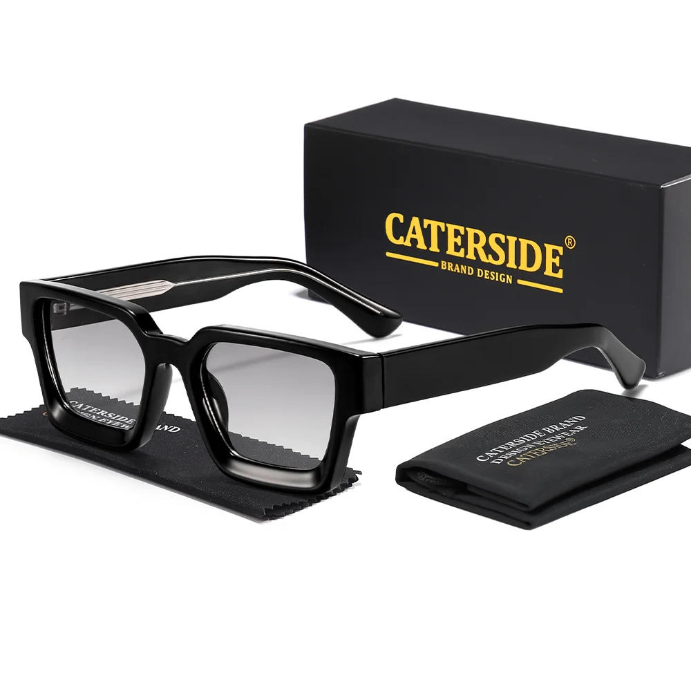 CATERSIDE New Men's Thick Frame Sunglasses Square Frame Gradient Suneyewear Women's Luxury Gift Outdoor Travel Eyewear UV400