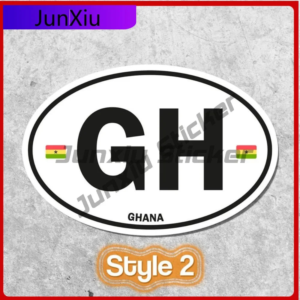 Ghana Flag Sticker Oval-shaped White and Black Country Unique Trunks Laptops Waterproof Scratch Resistant Auto Accessories
