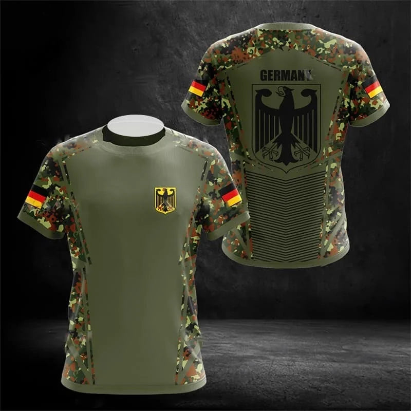 German National Emblem T-Shirt for Mens' Sports Gym T-Shirt Summer Quick Dry Short Sleeves Women Wetsuit Surfing Suit Beachwear