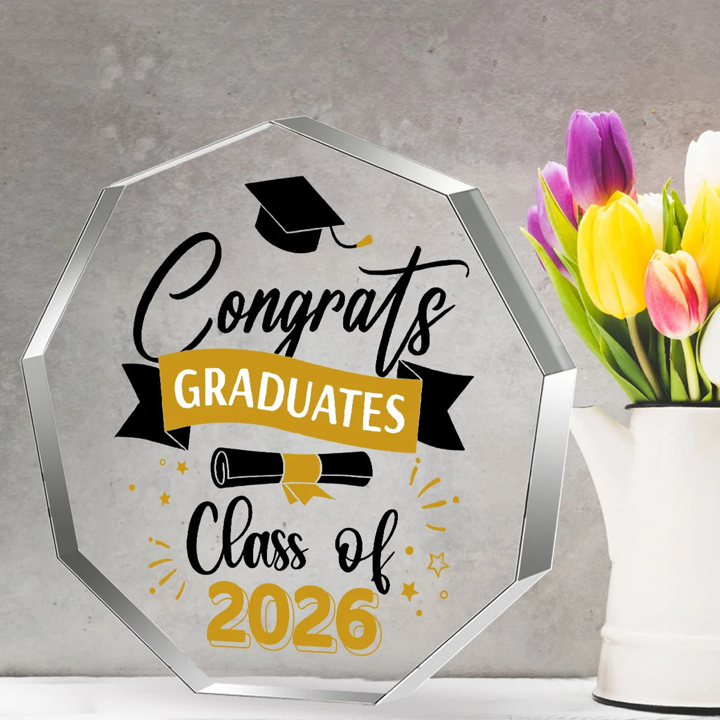 2026 Graduation Keepsake-Acrylic Desk Ornament for College & High School Grads,No Batteries Required,Feather-Free Party Supplies
