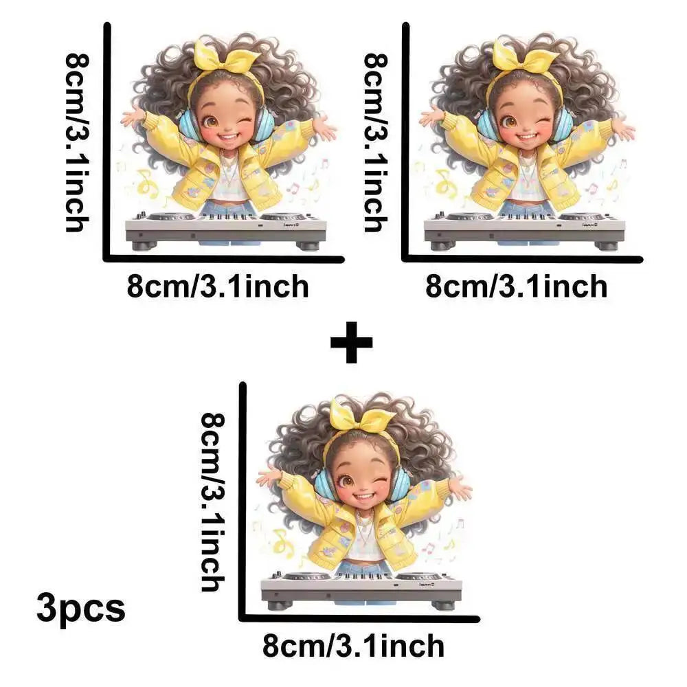 Yellow Guitar Music Girl Heat Transfer Patches For Clothing DIY A-Level Washable T-shirts Iron-on Thermal Stickers