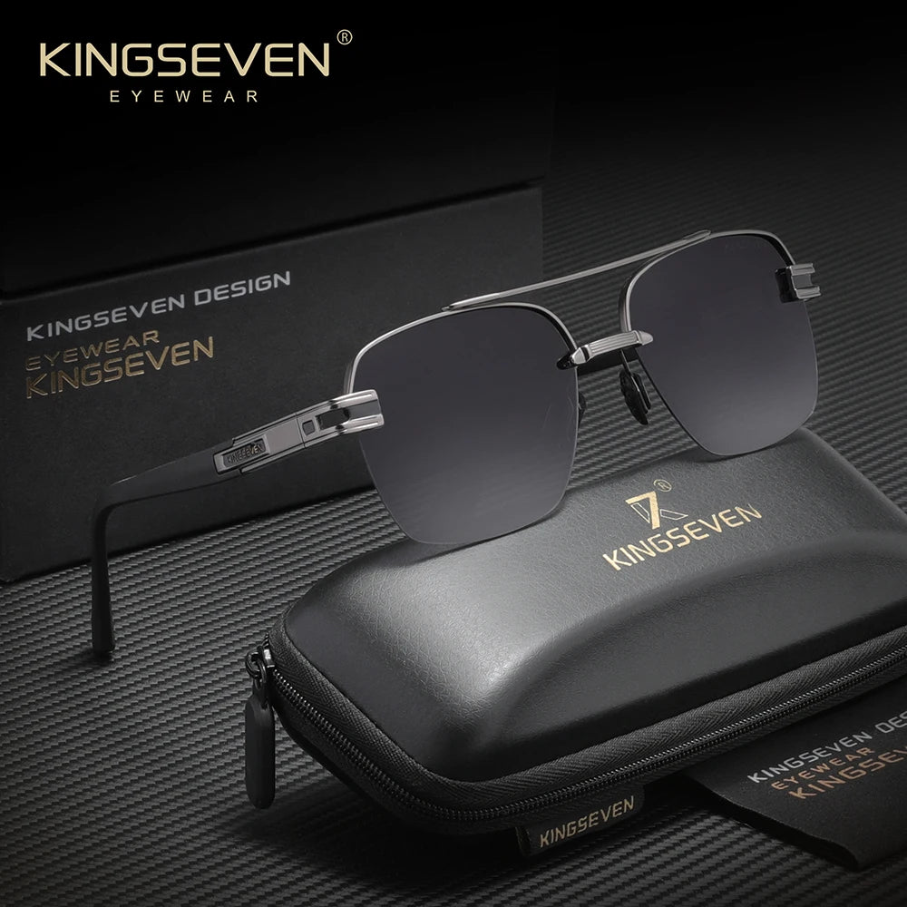 KINGSEVEN Popular Male Sunglasses Square Half Frame Men Women Summer Driving High Quality Polarized UV400 Anti-glare Eyewear