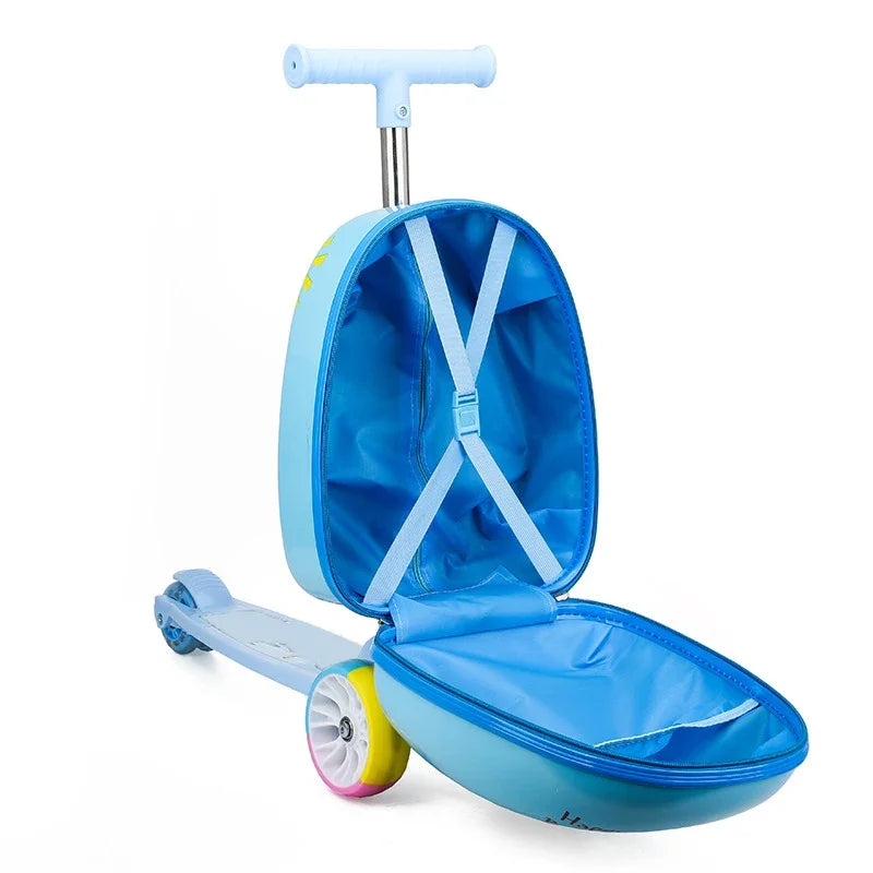 2025 New kids Scooter luggage,skateboard suitcase on wheels,children's gift,Cute Cartoon small trolley case,rolling luggage bag
